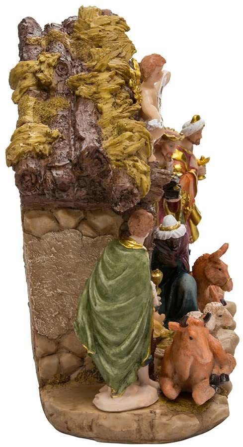 Resin Stable-11-Piece Kurt Adler Nativity Set with Figures, Brown, 11 Piece