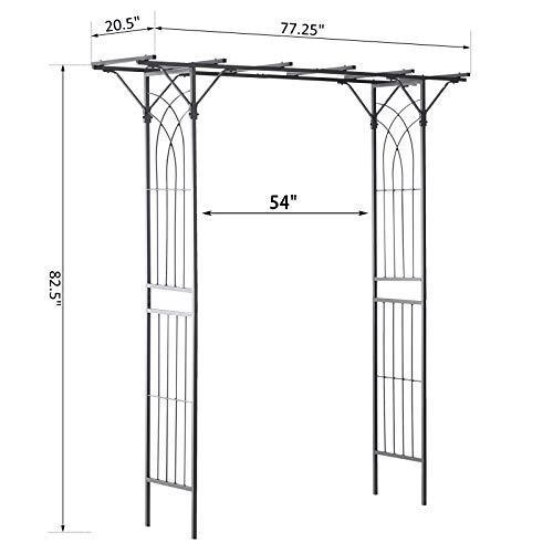 82” Decorative Metal Garden Trellis Arch with Durable Steel Tubing & Elegant Scrollwork, Perfect for Weddings