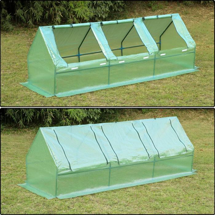 7.9'x2.6'x2.6' Small Portable Greenhouse with Zipper Door, Green