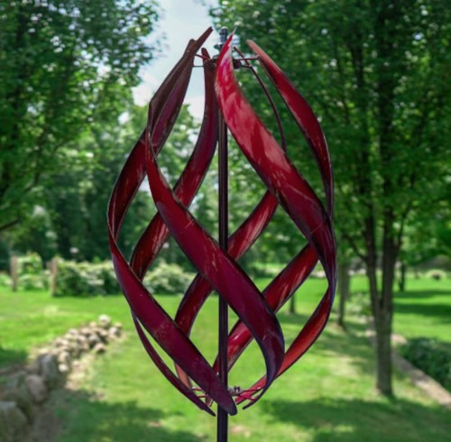 Outdoor Kinetic Garden Wind Spinner Red | Metal Wind Sculpture | Stratus Spinner | Best Seller