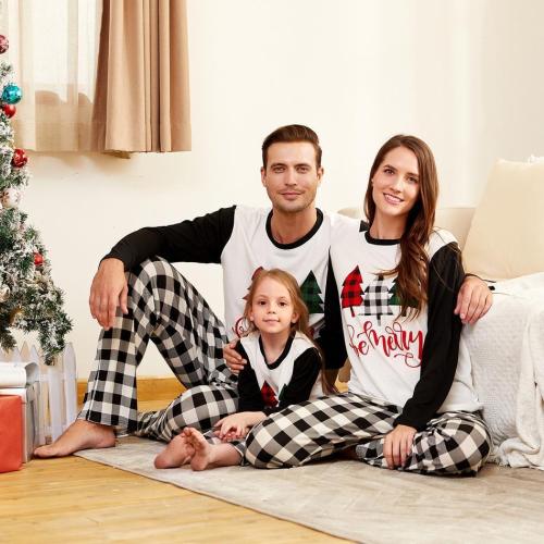 Family Look  Party Pajama Sets Plaid Positioning print Matching Pajamas