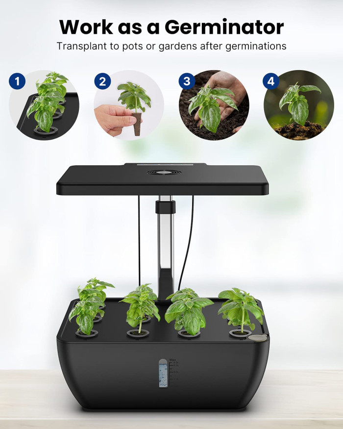 12Pods Hydroponics Growing System with 6.5L Water Tank, Indoor Herb Garden Up to 14.5 , Plants Germination Kit with Pump System, Fan, Grow Light for Home Kitchen Gardening