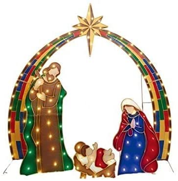 Lighted LED Nativity Holy Family Scene for Outdoor, Yard, Christmas - Lights Up 4 Piece Decoration Set