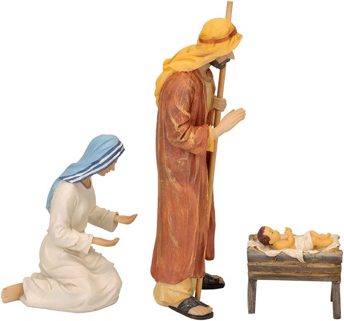 Set of 3 Deluxe Holy Family 12 inch Resin Stone Nativity Figurines