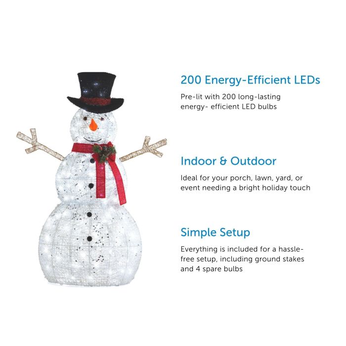 Snowman 5-Ft Pre-Lit LED Christmas Lawn Decor