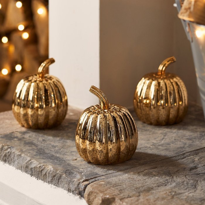 Gold Glass Pumpkins (Set of 3)