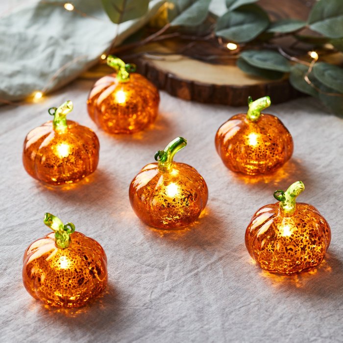 Christmas Orange Mercury Glass Mini Pumpkins (Set of 6)