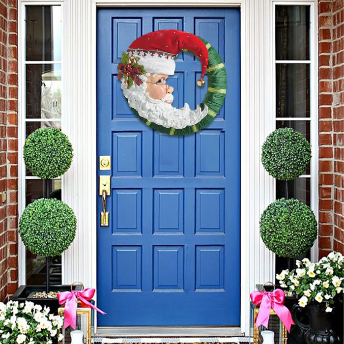 Jolly Santa Wreath Cascading Christmas Garland,wreaths For Front Door-farmhouse Wreath Home Decor Home Supplies Fall Decorations