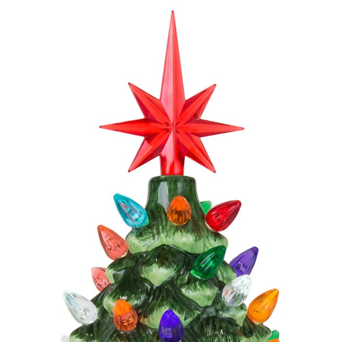 9.5in Pre-Lit Hand-Painted Ceramic Tabletop Christmas Tree