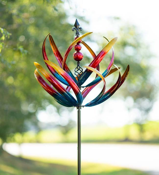 Multicolor Lotus Metal Wind Spinner - Multicolor
