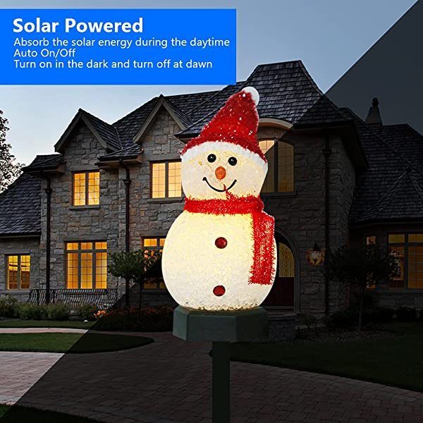 LED Solar Garden Lights, Christmas Snowman Yard Stake Decor for Home Outdoor Yard Lawn Christmas Holiday Winter Decoration, Waterproof, Heat Resistance, Frost Resistance
