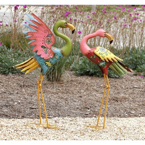Multi Iron Coastal Garden Sculpture Birds (Set of 2)