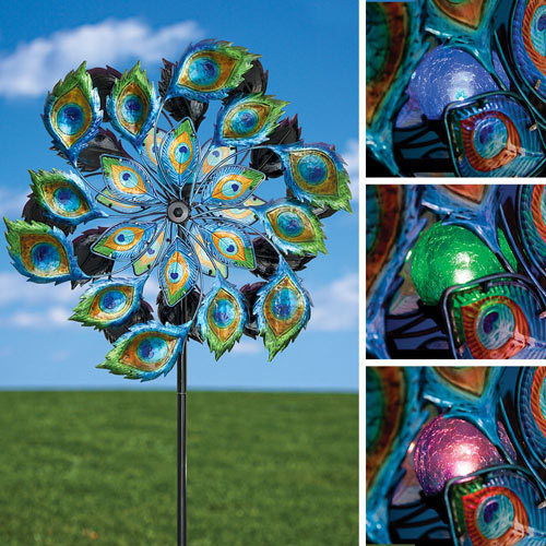 Peacock Wind Spinner Solar LED Light