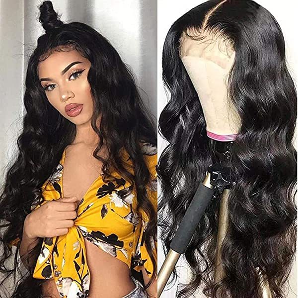 13x4 Lace Front Wigs Brazilian Body Wave Human Hair Wigs For Black Women (18inch) 150% Density Pre Plucked with Baby Hair Natural Black 18 13x4 Body Wave Wigs