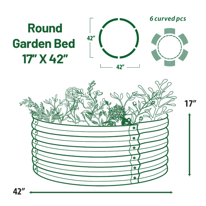 17  Tall, 42  Round Metal Raised Garden Beds, Home Garden Vegetable Beds, Ivory
