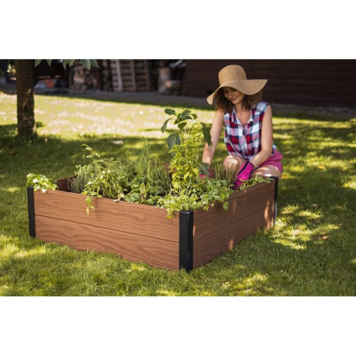 Maple 4 ft x 4 ft Resin Raised Garden Bed (Set of 2)