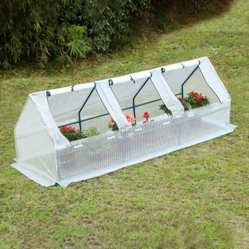 7.9'x2.6'x2.6' Small Portable Greenhouses with Zipper Doors, White