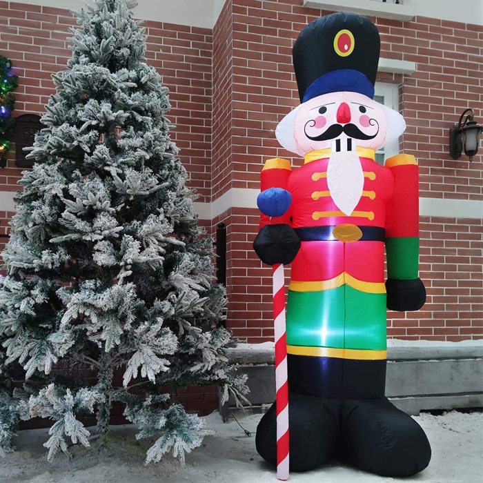 Christmas Decoration 8 Foot Inflatable Nutcracker Soldier Outdoor Decorations, Light Up Inflatable Santa Claus Soldier with 3 LED Lights