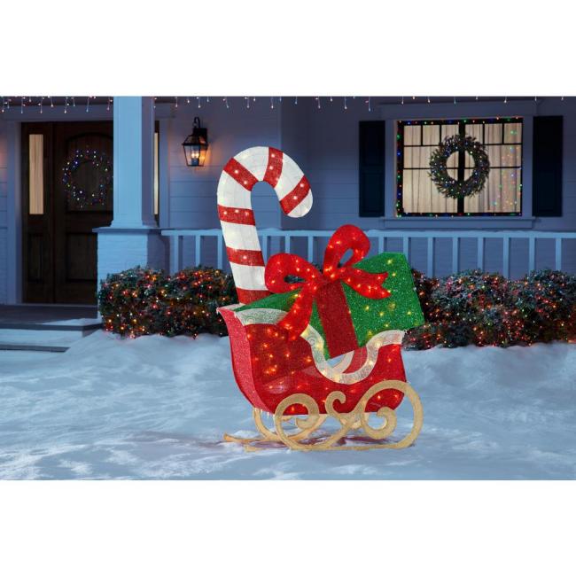 64 in 150-Light LED Sleigh with Presents Yard Sculpture