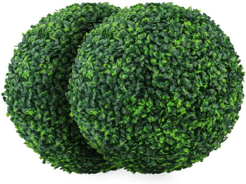 2 PCS 15.7 inch 4 Layers Artificial Plant Topiary Ball Faux Boxwood Decorative Balls for Backyard, Balcony,Garden, Wedding and Home Decor