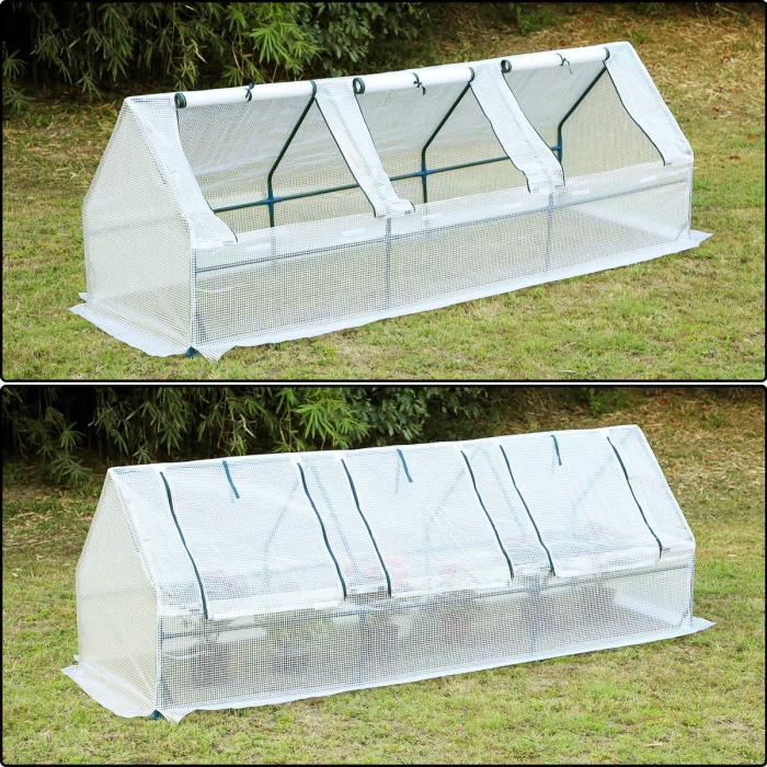 7.9'x2.6'x2.6' Small Portable Greenhouses with Zipper Doors, White