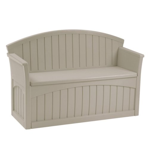 50 Gallons Gallon Water Resistant Plastic Storage Bench in Light Taupe