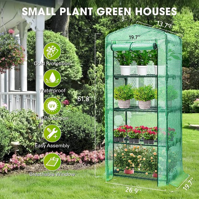 4-Tier Reusable Mini Green House 26.77 x 19.1 x 63-Inch