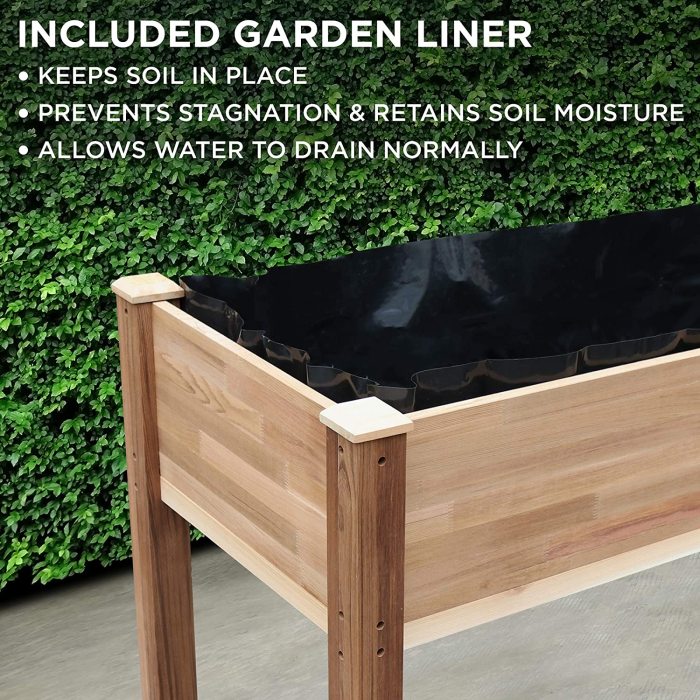 Raised Canadian Cedar Garden Bed | Elevated Wood Planter for Growing Fresh Herbs, Vegetables, Flowers, Succulents & Other Plants at Home