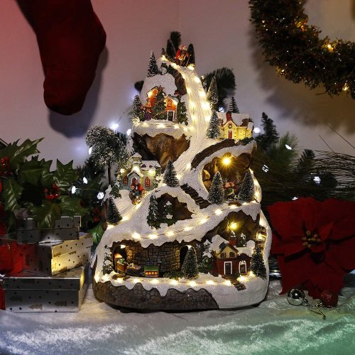 Animated Winter Wonderland Set with LED Light and Music Festive Christmas Holiday Indoor Decor for Home, 18-Inch Tall, Multicolor