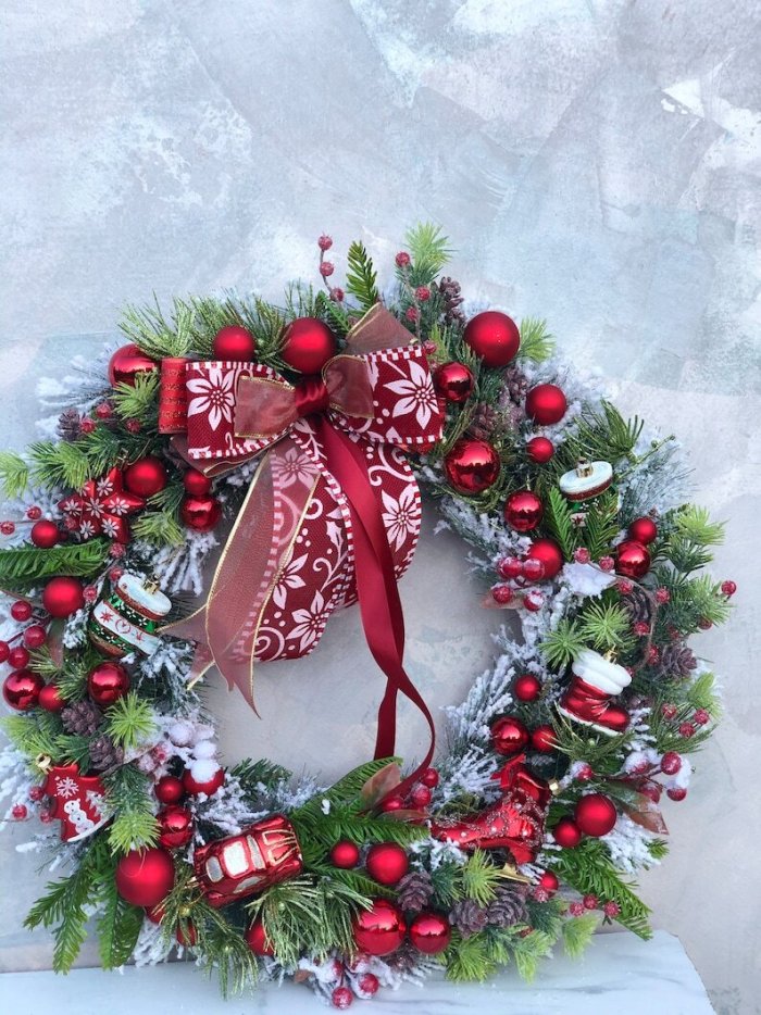 Artificial pine winter wreath