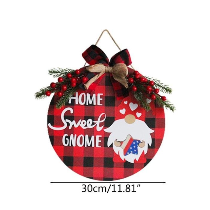 Christmas Wooden Gnome Door Sign Interchangeable Hanging Decoration