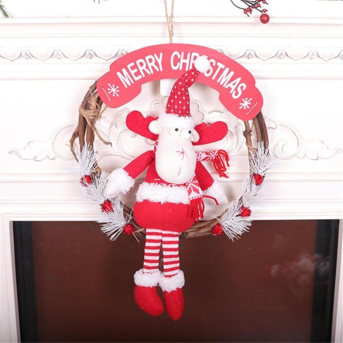 Merry Christmas Decor Indoor Outdoor Wreath Snowman Santa Christmas Hanging Decorations