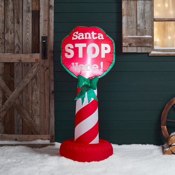 4ft 'Santa Stop Here' Christmas Inflatable Decoration
