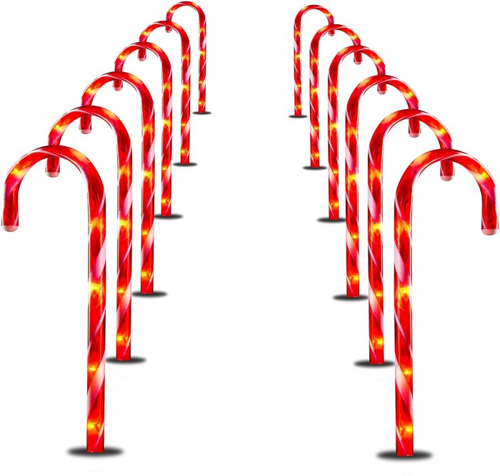 Christmas Candy Cane Pathway Markers Set of 12 Christmas Indoor/Outdoor Decoration Lights