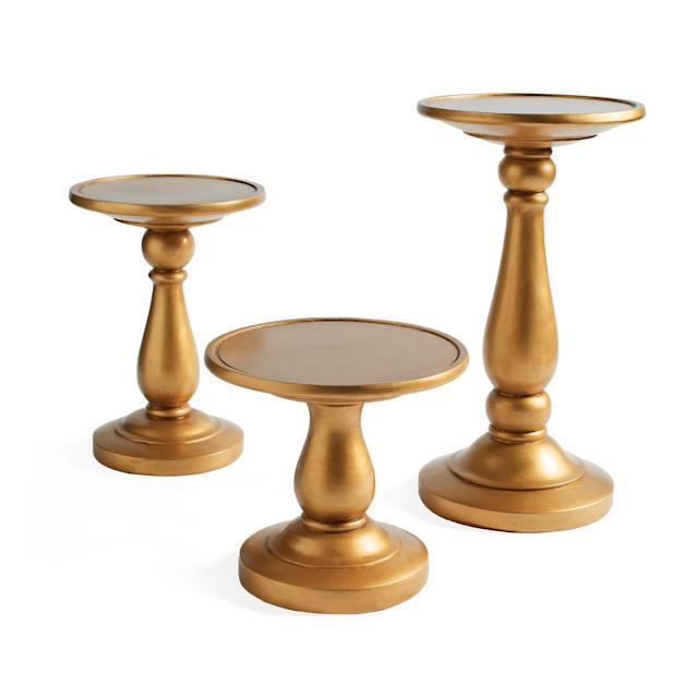 Christmas Gold Pedestal Stands, Set of Three