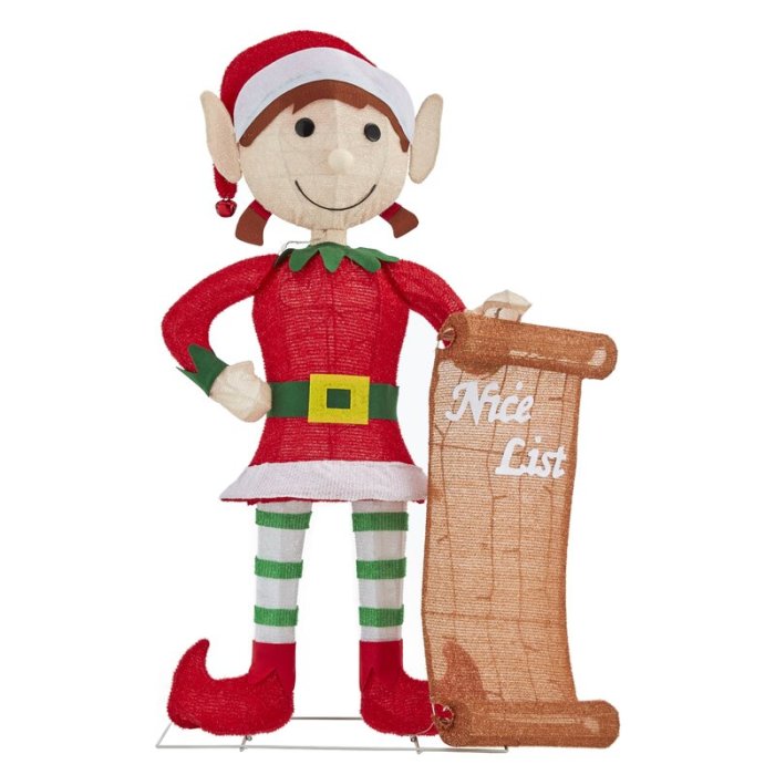 Girl Elf with Santa's Nice List Lighted Display