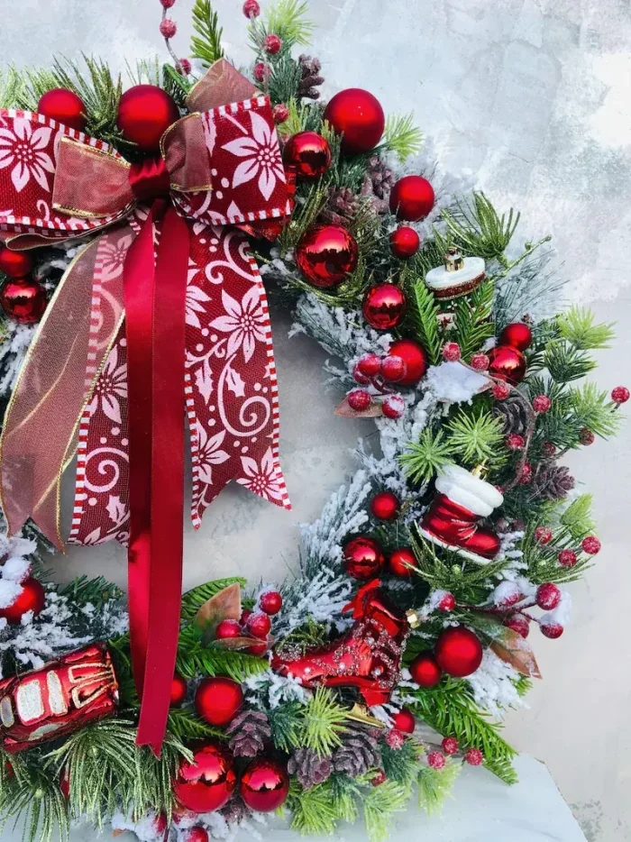 Artificial pine winter wreath
