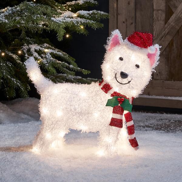 Fluffy Labrador Dog Light Up Outdoor Figure