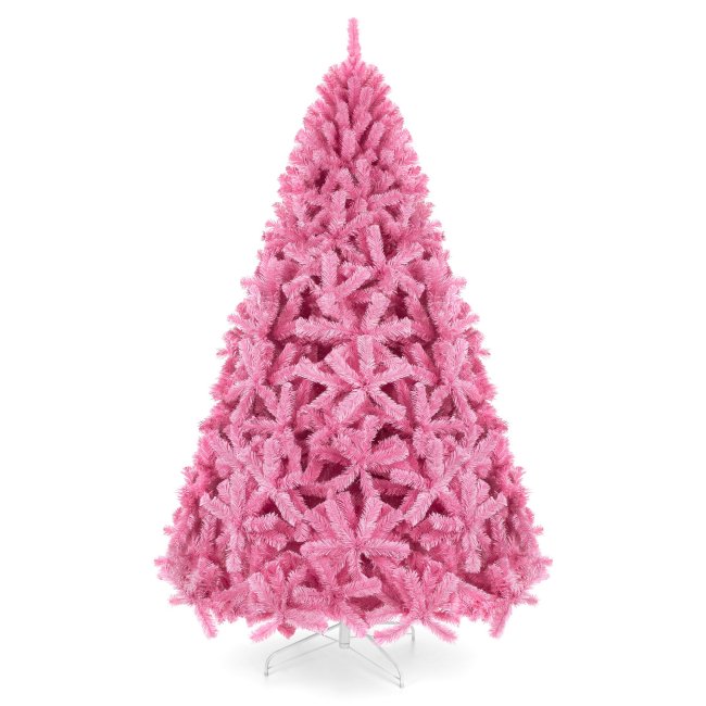 Pink Artificial Fir Christmas Tree w/ Foldable Stand