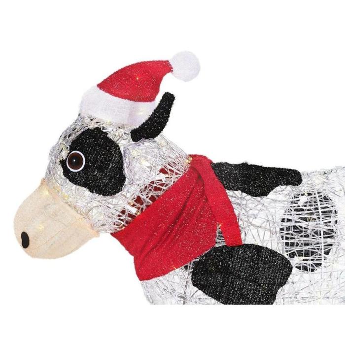 3 ft. 150 LED Cow with Santa Hat Outdoor Christmas Decor