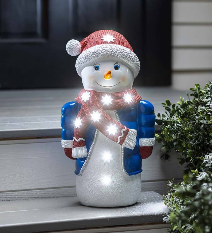 Lighted Snowman Shorty Statue