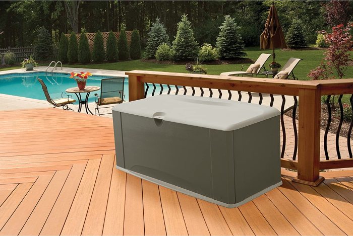 Extra Large Resin Weather Resistant Outdoor Garden Storage Deck Box, Sandstone