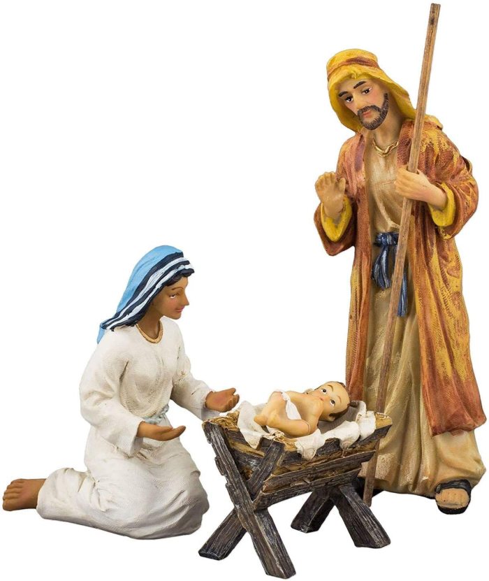 Set of 3 Deluxe Holy Family 12 inch Resin Stone Nativity Figurines