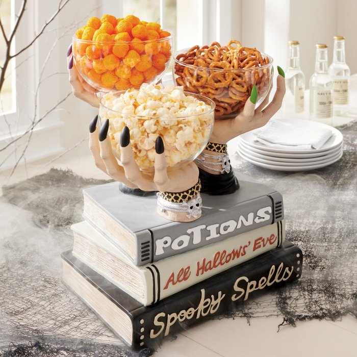 Halloween Witch Hands Snack Bowl Stand