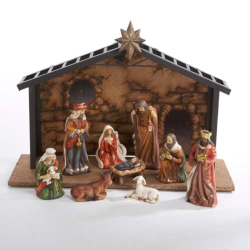 10-Piece Classical Porcelain Christmas Nativity Manger Table Set 5 