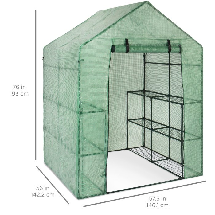 3-Tier 12-Shelf Outdoor Mini Greenhouse - Green