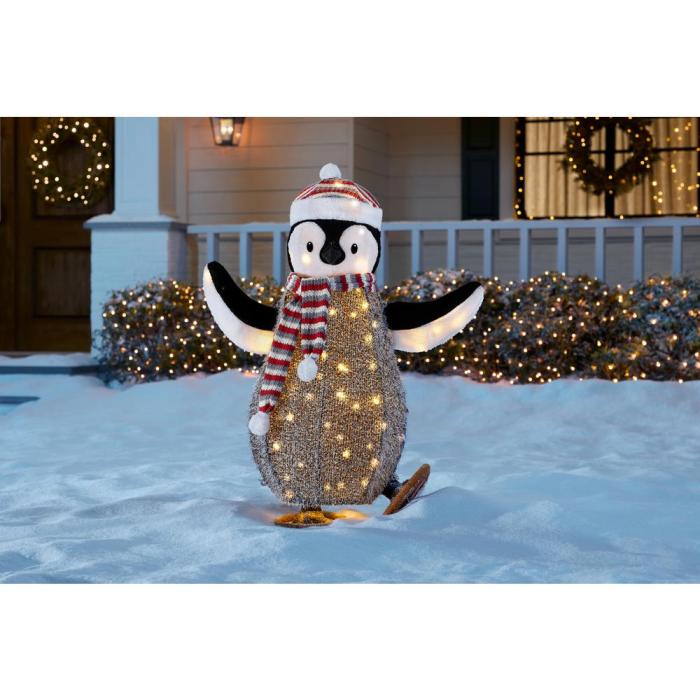 39 in 105-Light LED Penguin Skating Yard Sculpture
