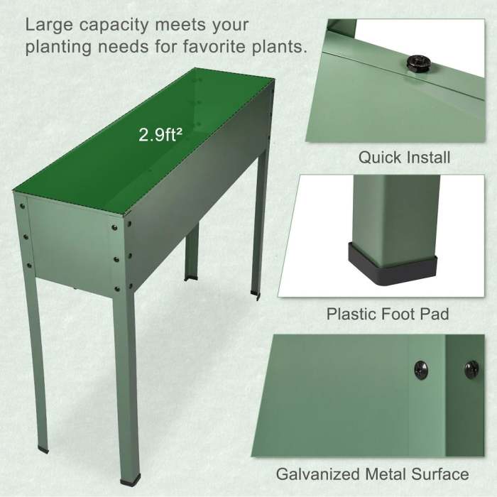 Mois Galvanized Metal Raised Garden Bed Planter Box