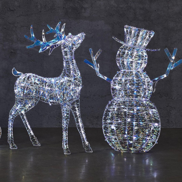 Lighted Christmas 4ft Reindeer & Sleigh Outdoor Yard Decoration Set w/ 205 LED Lights