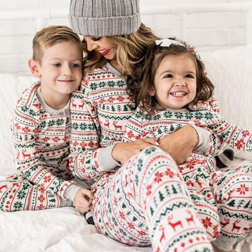 Christmas Tree and Reindeer Patterned Family Matching Pajamas Sets